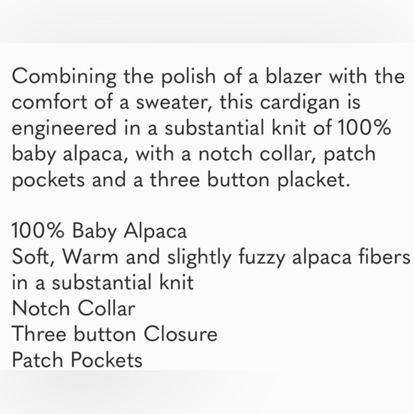 Peruvian Connection 100% Baby Alpaca Black Notch Collar Cardigan Sweater Medium - Picture 8 of 9